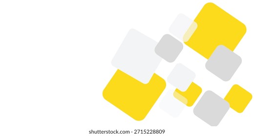 Gelbes und graues quadratisches Element auf weißem Hintergrund für Präsentationsdesign. Vektorgrafik für Flyer, Banner, Kulisse, Poster, Visitenkarte und vieles mehr. Anzug für Unternehmen und Unternehmen