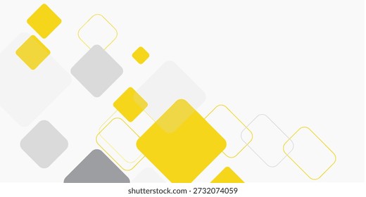 Yellow and grey square element on white background for presentation design. Vector illustration for flyer, banner, backdrop, poster, business card and much more. Suit for business and corporate