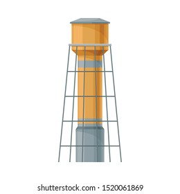 Yellow And Grey Storage Tank With Ladder For Water Flat Vector Illustration