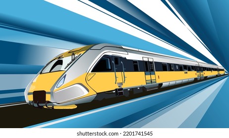 Yellow Grey Train running fast 