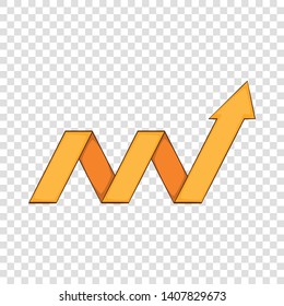 Yellow growth arrow chart icon. Cartoon illustration of yellow growth arrow chart vector icon for web