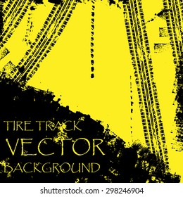 Yellow grunge background with black tire track. eps10