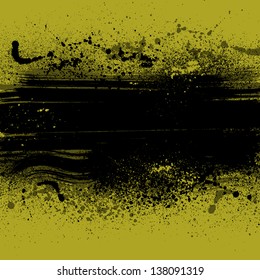 Yellow grunge background with ink blots. eps10