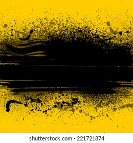 Yellow grunge background with ink blots. eps10