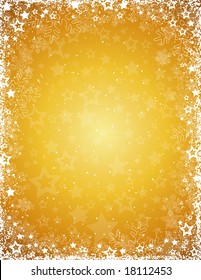 yellow grunge christmas background, vector illustration