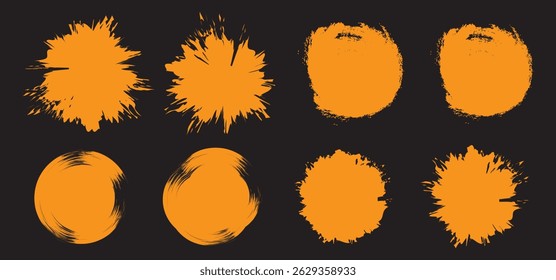 Yellow grunge circle stamp. Round stamp vector isolated on white background.  Collection for grunge badge, seal, ink and stamp design template. Yellow stamp vector.