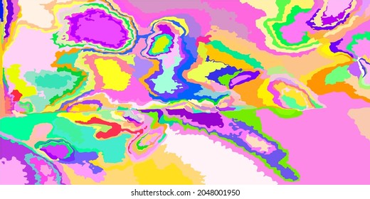 Yellow Grunge Pink Red Original Fashion Vector. Pastel Acid Light Rainbow Blue Modern Illustration. Art Green Psychedelic Multicolor Unique Background. Textile Details Detailed Color Soft Design.
