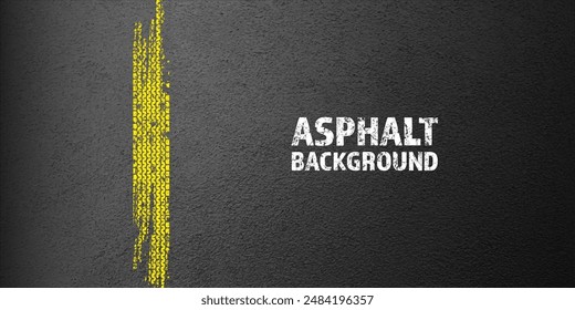 Yellow grunge tire tracks, wheel braking marks. Truck, car or motorcycle tread pattern silhouettes. Auto race, motorsport, speed racing design element. Asphalt texture. Vector illustration