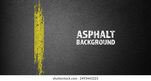 Yellow grunge tire tracks, wheel braking marks. Truck, car or motorcycle tread pattern silhouettes. Auto race, motorsport, speed racing design element. Asphalt texture. Vector illustration
