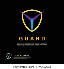 Yellow guard logo corporate design template.