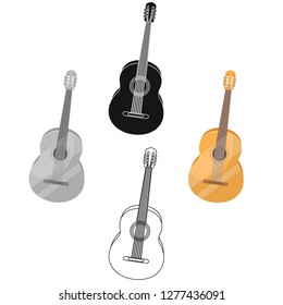 Yellow guitar. Hippy single icon in cartoon style vector symbol stock illustration web.