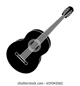 Yellow guitar. Hippy single icon in black style vector symbol stock illustration web.