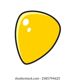 Yellow guitar pick or plectrum isolated vector illustration