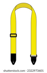 Yellow Guitar Strap Template On White Background, Vector File