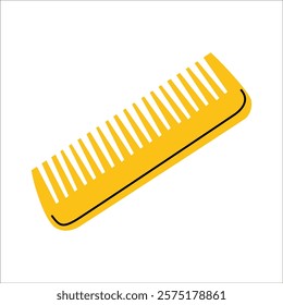 Yellow hair comb isolated on a white background.