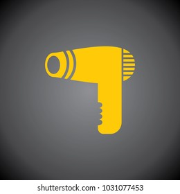 Yellow Hair Dressers icon on black background.