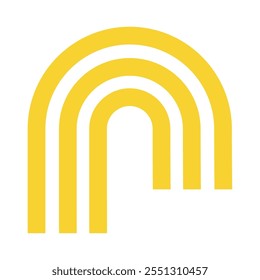 yellow half arch geometric shape design icon isolated