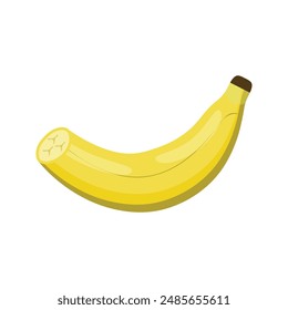Yellow half a banana on a white background.
