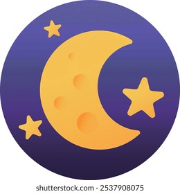 amarelo meia lua noite luar ilustração vetor estrela