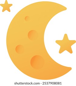 amarelo meia lua noite luar ilustração vetor estrela