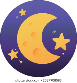 amarelo meia lua noite luar ilustração vetor estrela