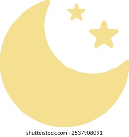 amarelo meia lua noite luar ilustração vetor estrela