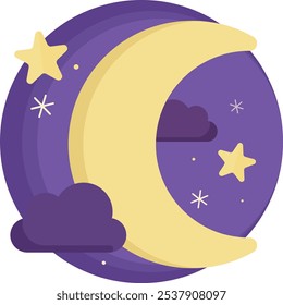 amarelo meia lua noite luar ilustração vetor estrela