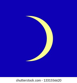 Yellow halfmoon on the blue background