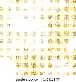 Fondo de semitono amarillo. Fondo de puntos anaranjados. Gradación de gradiente dorado. Grunge de oro simple. Elemento cómic. Impresión vectorial. Elementos de círculo. Monocromo vintage.