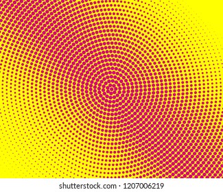 Yellow halftone background. Digital gradient. Abstract backdrop with circles, point, dots. Dotted pattern. Futuristic panel Vector illustration