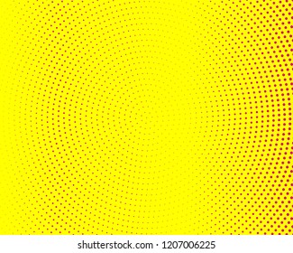 Yellow halftone background. Digital gradient. Abstract backdrop with circles, point, dots. Dotted pattern. Futuristic panel Vector illustration