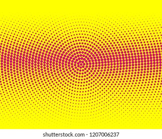 Yellow halftone background. Digital gradient. Abstract backdrop with circles, point, dots. Dotted pattern. Futuristic panel Vector illustration