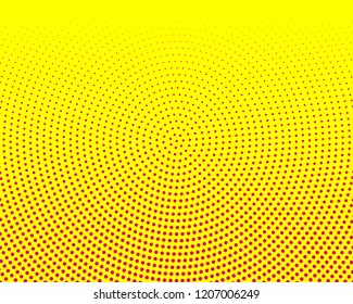 Yellow halftone background. Digital gradient. Abstract backdrop with circles, point, dots. Dotted pattern. Futuristic panel Vector illustration