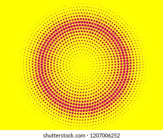 Yellow halftone background. Digital gradient. Abstract backdrop with circles, point, dots. Dotted pattern. Futuristic panel Vector illustration