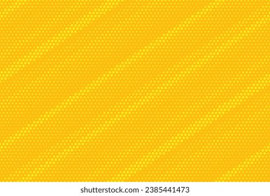 Yellow halftone background. Retro comic grain pixel texture. Pixelated dots cartoon wallpaper. Pop art fading gradient pattern. Vector gritty backdrop. Vector illustration.