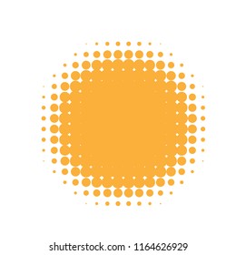 Yellow halftone circles, dots pattern, vector, grunge. Comic texture background. Monochrome half-tone. Circle halftone Dots, White and colorful geometric gradient for pop art designs.