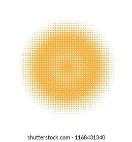 Yellow halftone circles, dots pattern, vector, grunge. Comic texture background. Monochrome half-tone. Circle halftone Dots, White and colorful geometric gradient for pop art designs.