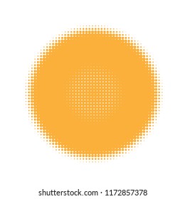 Yellow halftone circles, dots pattern, vector, grunge. Comic texture background. Monochrome half-tone. Circle halftone Dots, White and colorful geometric gradient for pop art designs.