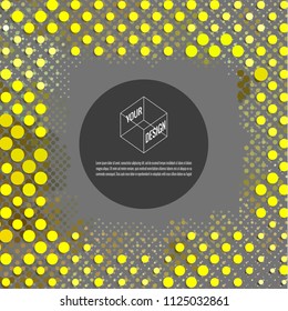 Yellow halftone dot pattern frame for text copy message layout and multi purpose design in square artwork background
