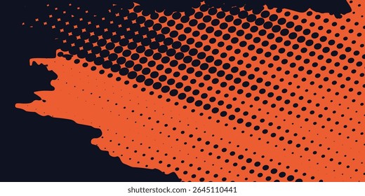 Puntos de semitono amarillo y textura de fondo grunge de patrón de degradado azul oscuro. El arte Pop salpica el estilo deportivo del arte moderno. Ilustración vectorial