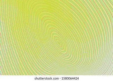 Yellow halftone dots pattern texture background. Concentric circles fractal. Modern gradient monochrome dotted vector illustration. Abstract wavy lines