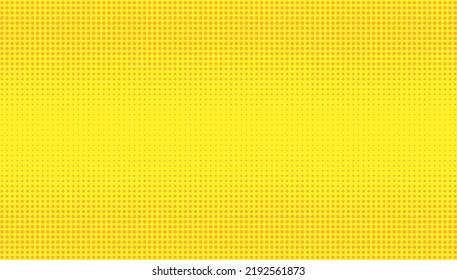 Yellow halftone dotted gradient abstract background. Vector grunge texture, geometric pop art pattern