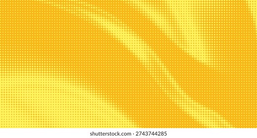 Yellow Halftone Dotted Gradient Background With Retro Comic Texture.
