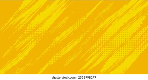 Yellow halftone gradient with a grunge texture background.