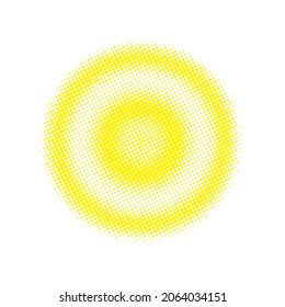 Ilustración de semitono amarillo. Fondo vectorial. Gradación Resumen. Forma de textura. Logotipo de punto. Gradación Círculo. Conjunto de degradados. Puntos redondos. Diseño moderno.