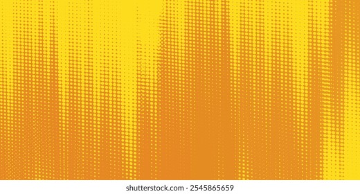 Medio tono amarillo sobre fondo negro. Vector punteado destellos o semitono brillo patrón textura Pop estilo de arte de fondo. Vector EPS 10