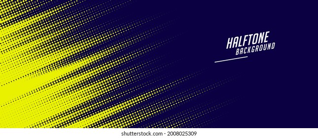 Yellow halftone on blue background. Vector dotted sparkles or halftone shine pattern texture Pop Art Style Background. 