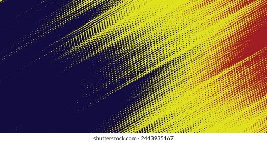 Semitono amarillo sobre fondo azul. Vector punteado destellos o semitono brillo patrón textura Pop Art Style Fondo. EPS10