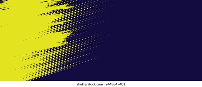 Yellow halftone on blue background. Vector dotted sparkles or halftone shine pattern texture Pop Art Style Background.