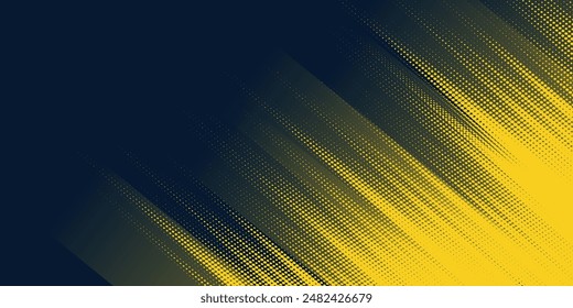 Yellow halftone on blue background. Vector dotted sparkles or halftone shine pattern texture Pop Art Style Background